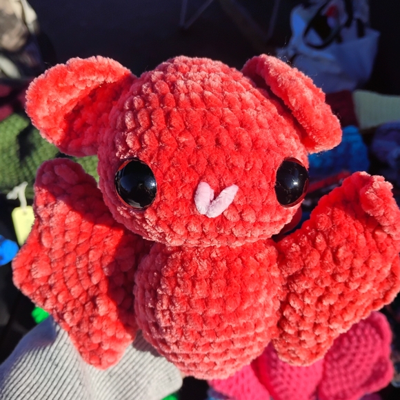 Hand Crafted Other - Adorable Red Plush Bat Toy